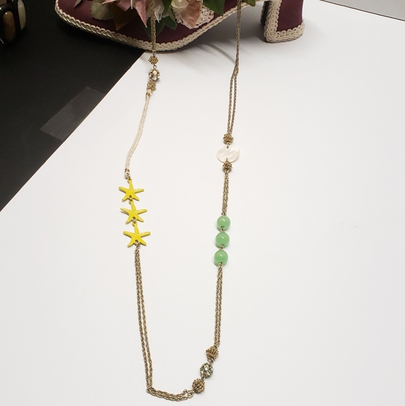 J Crew Summer Time Ocean Theme Jade Starfish Necklace - Picture 9 of 14